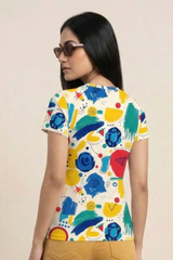Women’s Colorful Abstract Doodle All-Over Print (AOP) T-Shirt