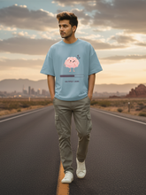 Unisex Baby Blue Funny Thinking Brain Terry Cotton Oversized T-shirt