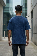 Men's Real OG Lightweight Oversized Acid Wash Navy Blue T-Shirt