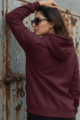 Women's Fearless Maroon Oversized Hooded Sweatshirt