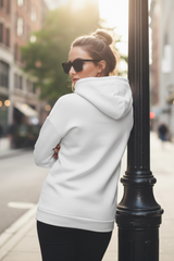 Women's Drapelet White Hooded Sweatshirt