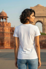 Women's Vande Matram Tricolour Calligraphy Classic Crew T-Shirt