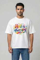 Men's Holi Is Therapy – Classic Oversized White T-Shirt