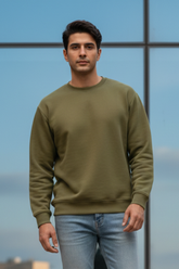 Men's Plain Olive Green Sweatshirt