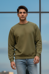 Men's Plain Olive Green Sweatshirt