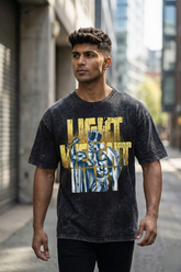 Men's Light Weight Baby Lightweight Oversized Acid Wash Black T-Shirt