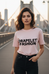 Women's "Drapelet Fashion" Graphic Light Baby Pink T-Shirt