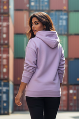 Women's Shark Typography Lavendar Oversized Hooded Sweatshirt