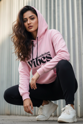 Women's Wanderlust Vibes Baby Pink Oversized Hooded Sweatshirt