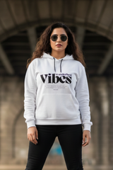 Women's Wanderlust Vibes White Oversized Hooded Sweatshirt