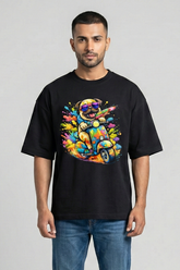 Men's Holi Vibes Scooter Dog – Classic Oversized Black T-Shirt
