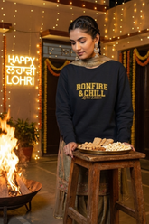 Women's Navy Blue Bonfire & Chill – Lohri Edition Cotton Sweatshirt