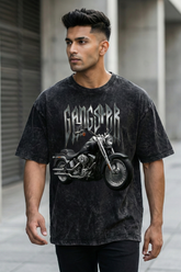 Men's Gangster Rider Oversized Acid Wash T-Shirt