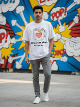 Unisex White Tea Mug Terry Cotton Oversized T-shirt