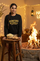 Women's Black Bonfire & Chill – Lohri Edition Cotton Sweatshirt