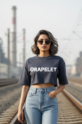 Women's Drapelet Navy Blue Crop Top