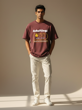 Unisex Maroon Adulting Terry Cotton Oversized T-shirt