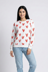 Women's Minimal Red Heart All-Over Print Sweatshirt