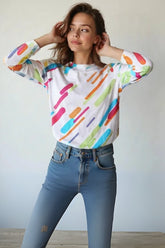 Women's Modern Stripe Pattern Full Sleeve T-shirt
