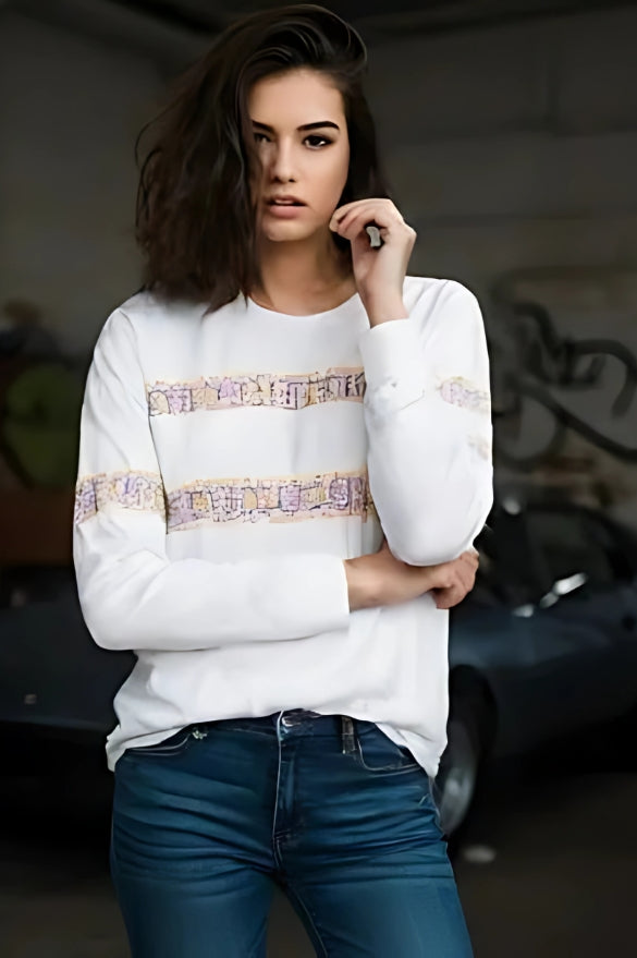 Border Print Full Sleeve T-shirt