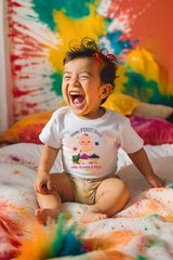 Boys "My First Holi" Name Customized White Half Sleeve T-shirt