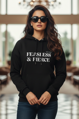 Women's Fearless Black Oversized Hooded Sweatshirt
