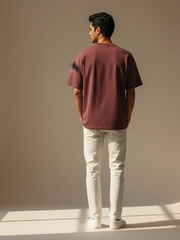 Unisex Maroon Adulting Terry Cotton Oversized T-shirt