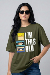 Women's I’m This Old Retro Floppy Disk Graphic Oversized T-Shirt