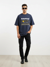 Unisex Navy Blue Adulting Terry Cotton Oversized T-shirt