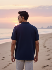 Men's Navy Blue Polo Half Sleeve T-shirt