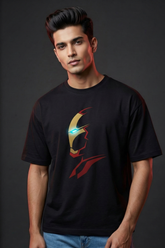 Men's Minimal Iron Man Helmet Graphic Oversized T-Shirt
