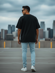 Unisex Black Extreme Terry Cotton Oversized T-shirt