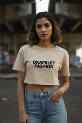 Women's Drapelet Fashion Beige Crop Top