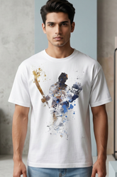 Men's India Cricket Splash Art Graphic Oversized T-Shirt