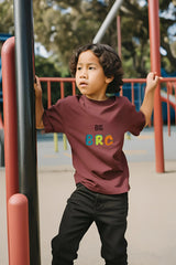 Boys Maroon Round Neck Half Sleeve Big Bro T-shirt