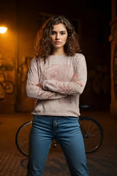 Women's Minimalist Rose Print Full Sleeve Tshirt