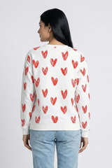 Women's Minimal Red Heart All-Over Print Sweatshirt