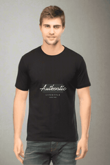 Black Color Round Neck Half Sleeve Authenticity T-Shirt