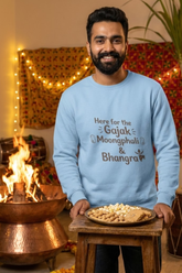 Men's Baby Blue Gajak, Moongphali & Bhangra – Cotton Sweatshirt