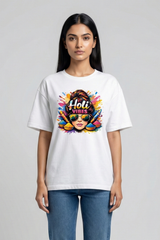 Women's Holi Vibes Pop Art – Classic Oversized White T-Shirt