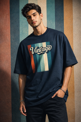 Men's Vintage Retro Stripes Graphic Oversized T-Shirt
