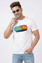 Men's Chill Pill – Graphic Classic Crew White T-Shirt