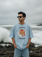 Unisex Baby Blue Foodie Terry Cotton Oversized T-shirt