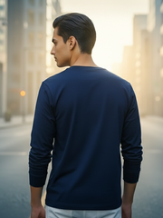 Men's Plain Navy Blue Sweatshirt