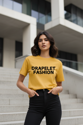 Women's "Drapelet Fashion" Graphic Golden Yellow T-Shirt