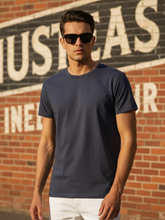 Men's Black Round Neck Half Sleeve Plain T-shirt