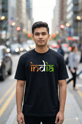 Men's India Tricolor Typography – Republic Day Classic Crew T-Shirt