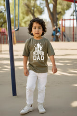 Boys Olive Green Round Neck Half Sleeve Dad Love T-shirt