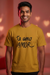 Men's Mustard Yellow Te Amo Amor Classic Crew T-Shirt