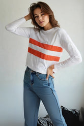 Women's Red Stripe Graphic Full Sleeve T-shirt